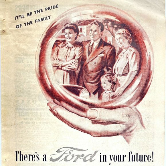 1945 Vintage Old FORD Pride of the Family Magazine Print Ad Popular Mechanics - Picture 1 of 3